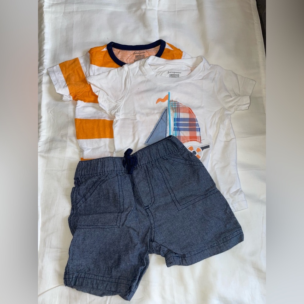 First Impressions White and Orange Kids Matching Set